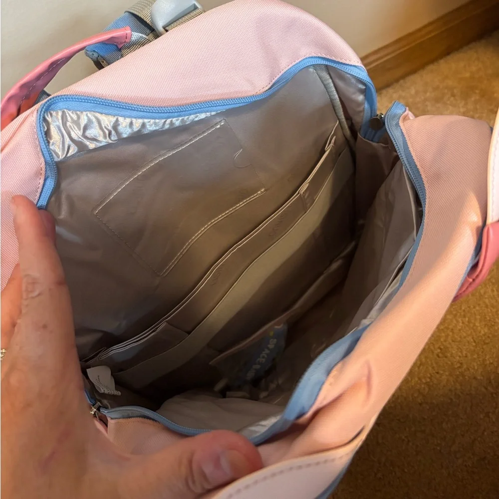 Lisinuo Cat Pink Blue Kitty Bow Backpack Bookbag Travel Carry On Bag